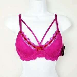 SAKI Silver by Diana M Bara 34C Pink Lace Bra